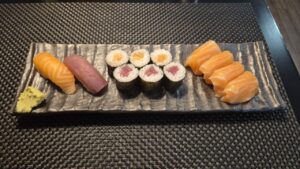 mixed sushi plate at Moy sushi